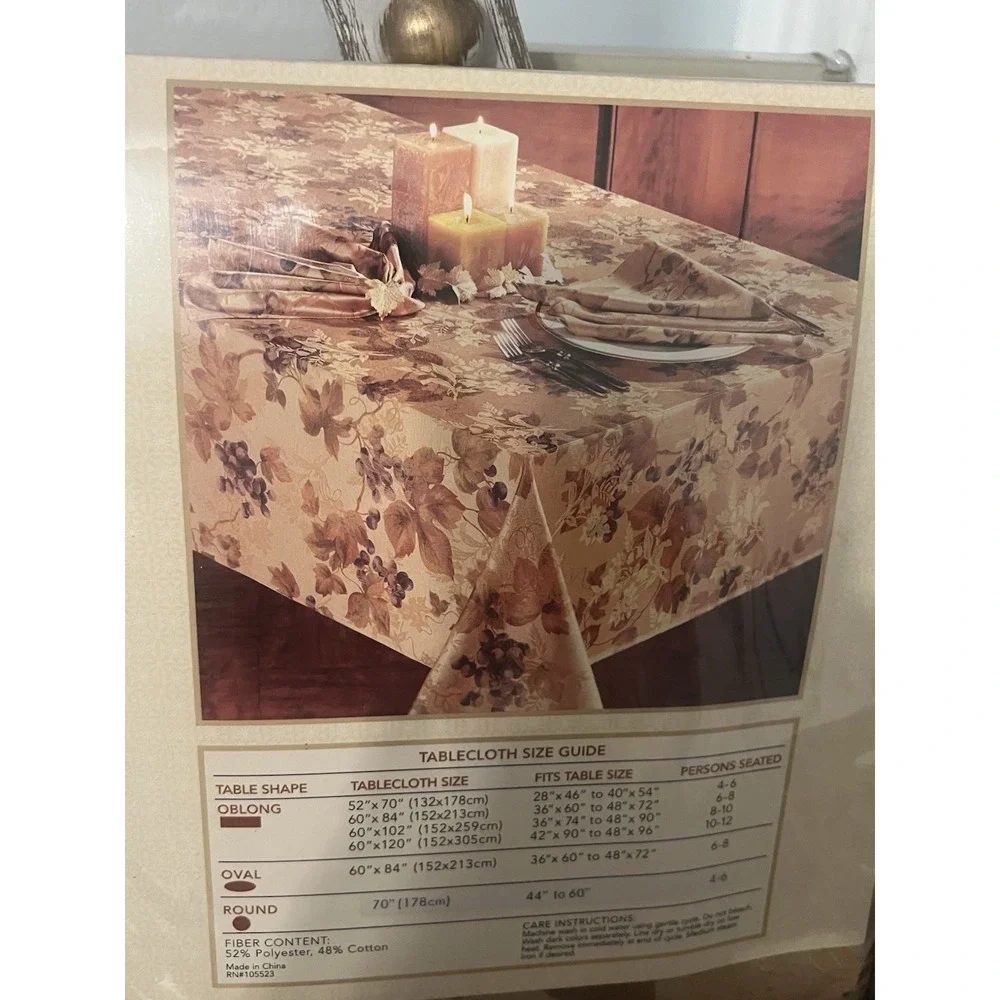 Luxury Home Collection Grape Arbor Tablecloth 60x84 Oblong Oval Fall